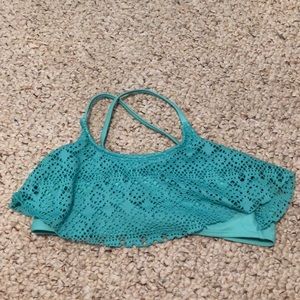 Turquoise lace swim top